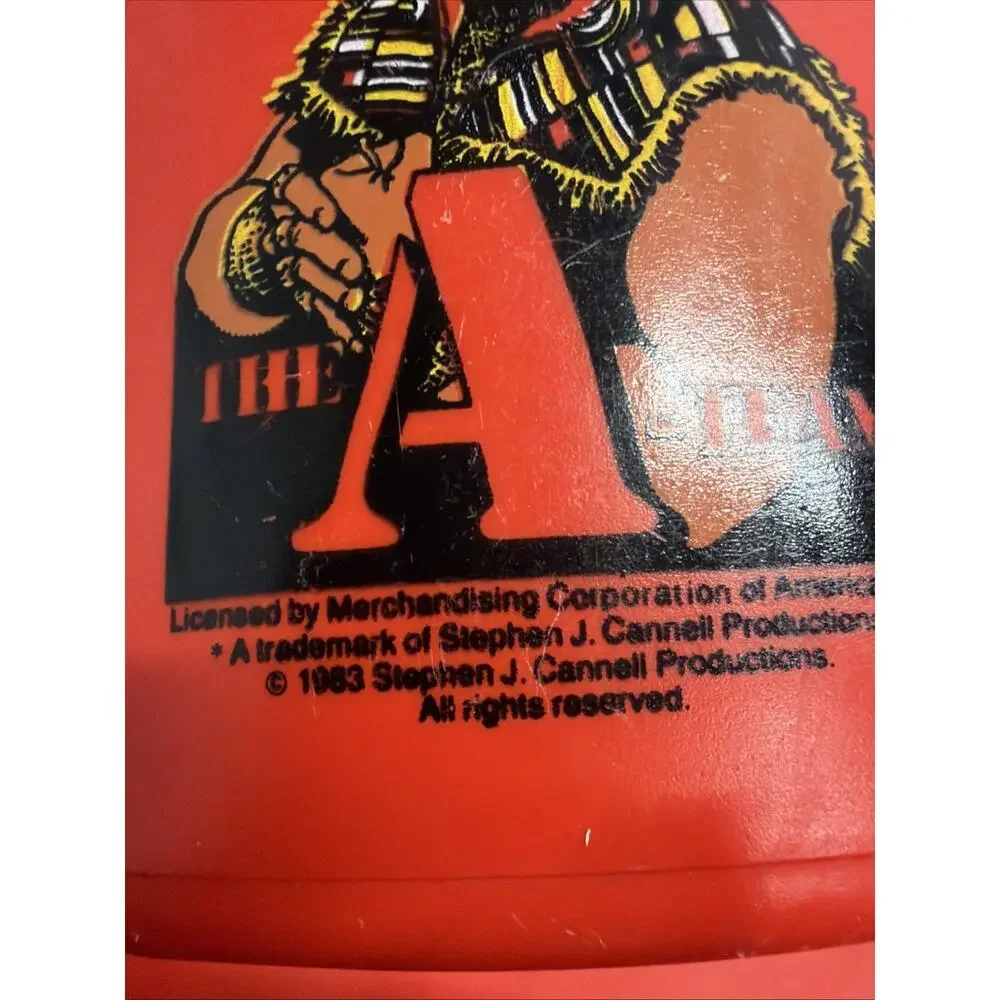 Vintage 1983 Plastic A-Team Lunchbox and Thermos Mr T Red Made In USA